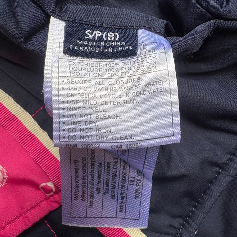 Ariat Puffer Vest Size 8 Pink Gently Used Equestrian Print Quilted Zip Up - Picture 5 of 7